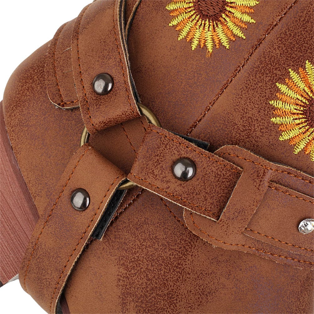 Embroidered Sunflowers Western Boots