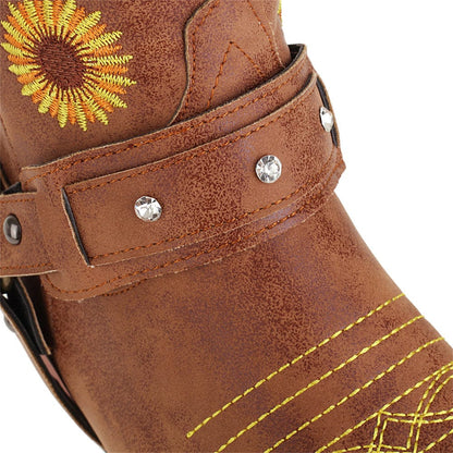 Embroidered Sunflowers Western Boots