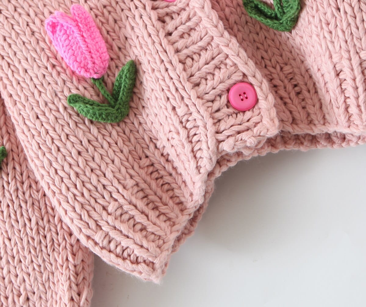 Embroidered Tulips Knit Cardigan