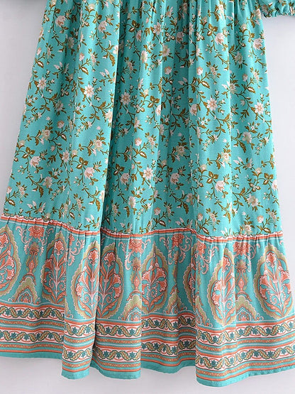 Emerald Blossom Maxi Dress