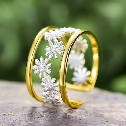 S925 Sterling Silver Daisy Ring