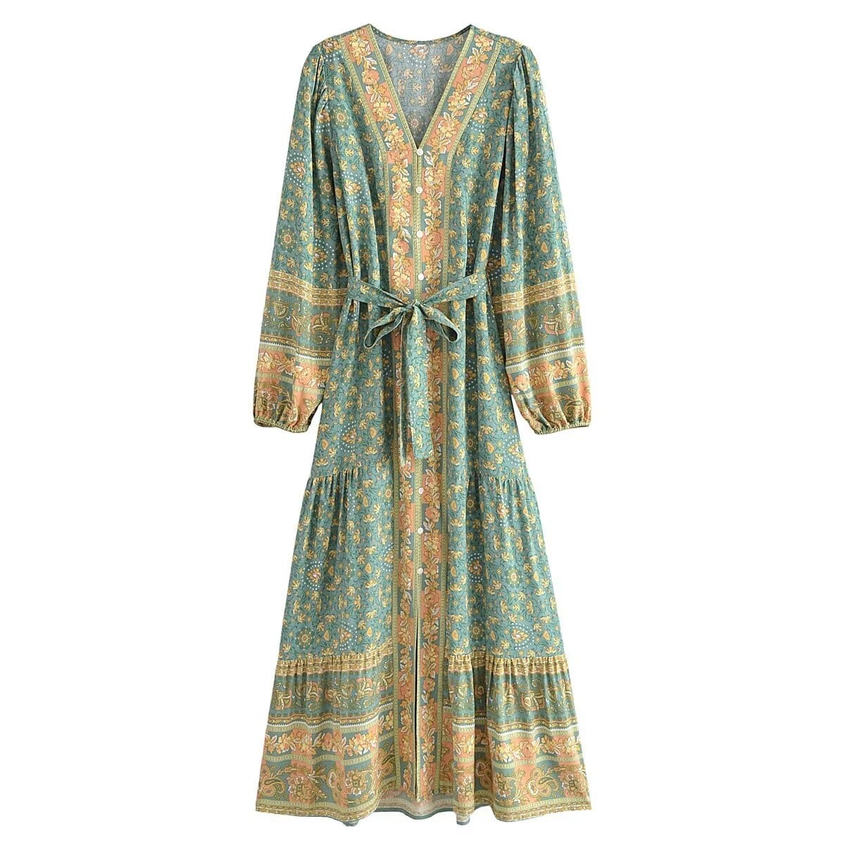 Alasia Boho Maxi Dress - Green