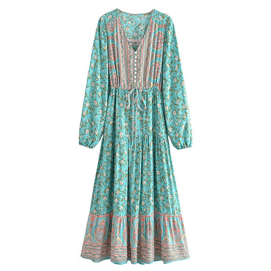 Emerald Blossom Maxi Dress