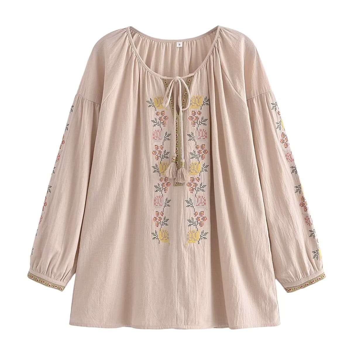 Boho Blossom Embroidered Blouse