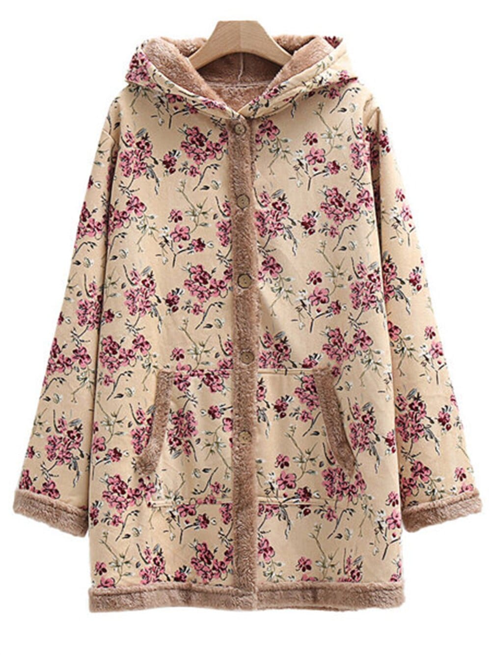 Flower Child Faux Fur Hooded Coat