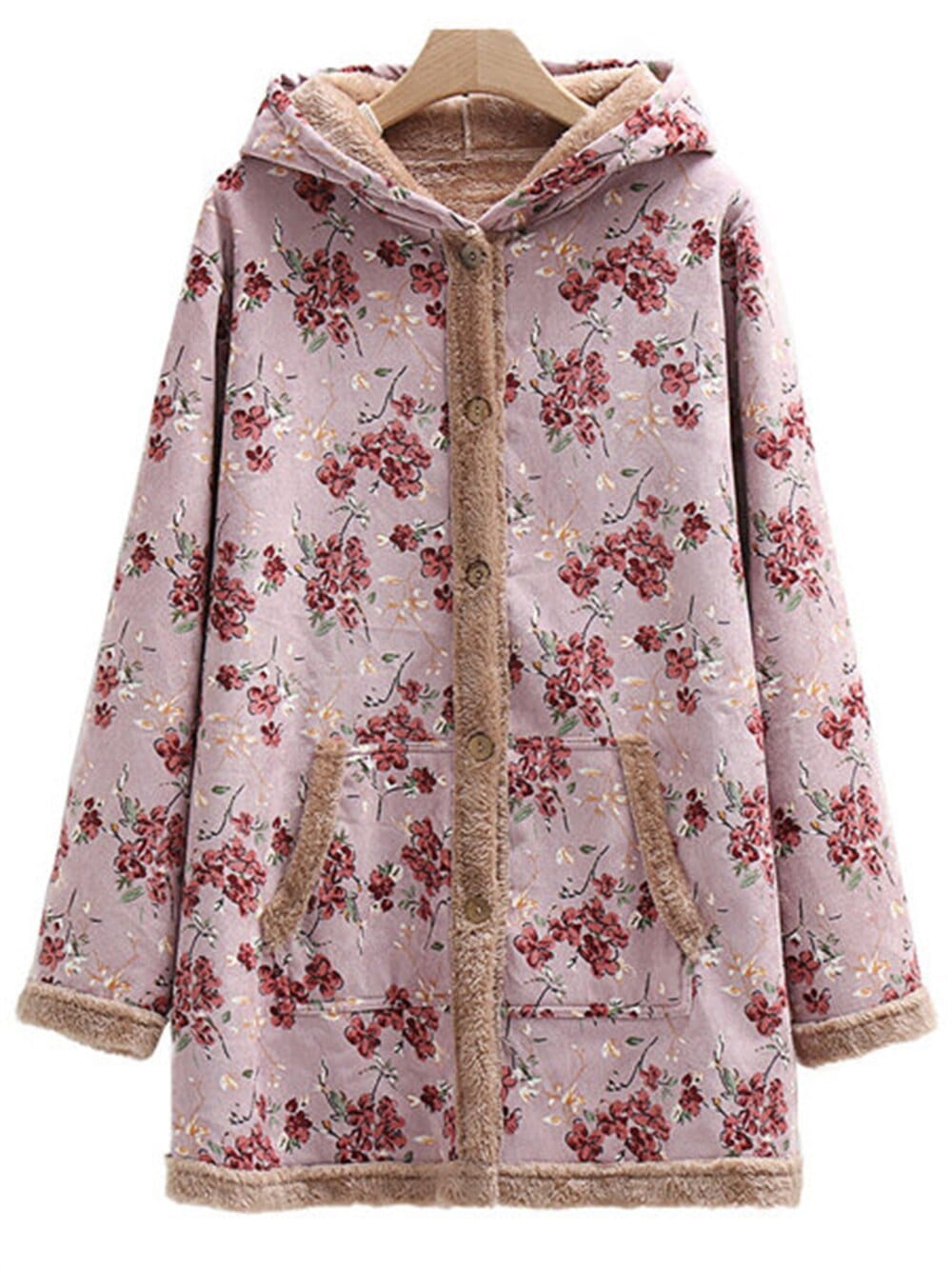 Flower Child Faux Fur Hooded Coat