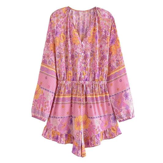 Whispering Blossoms Playsuit in Pink