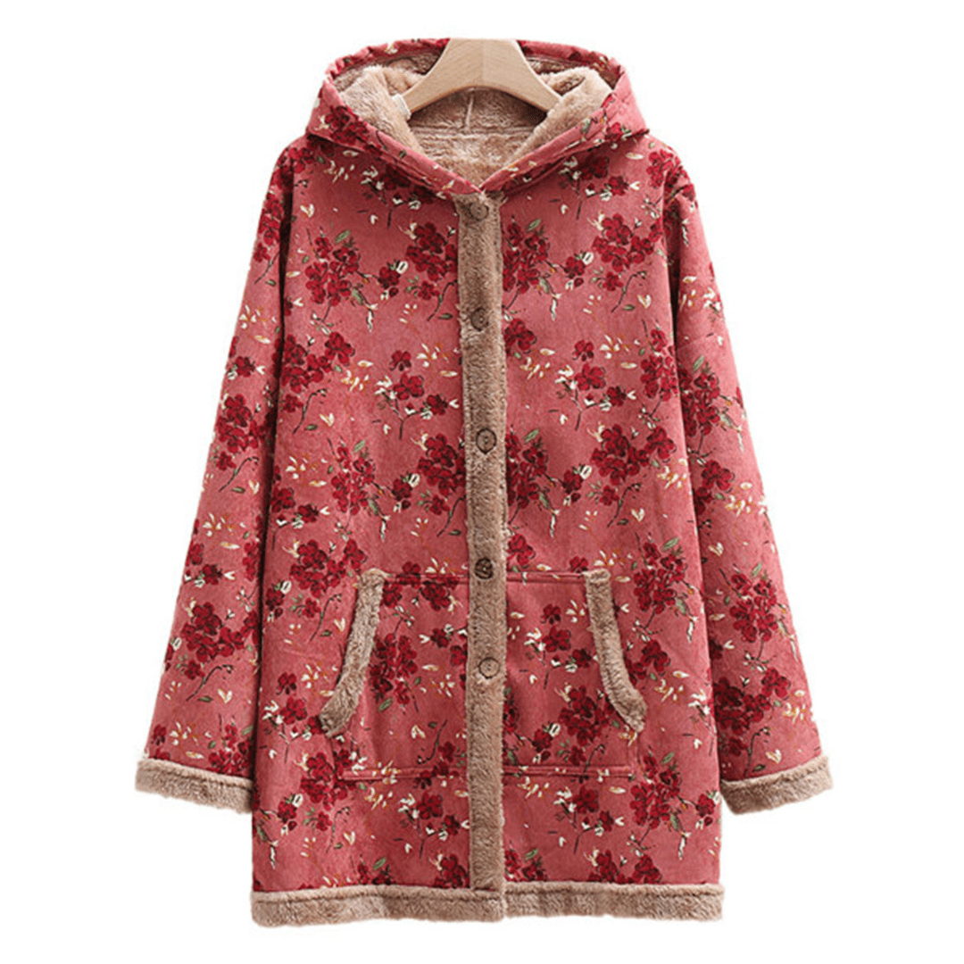 Flower Child Faux Fur Hooded Coat