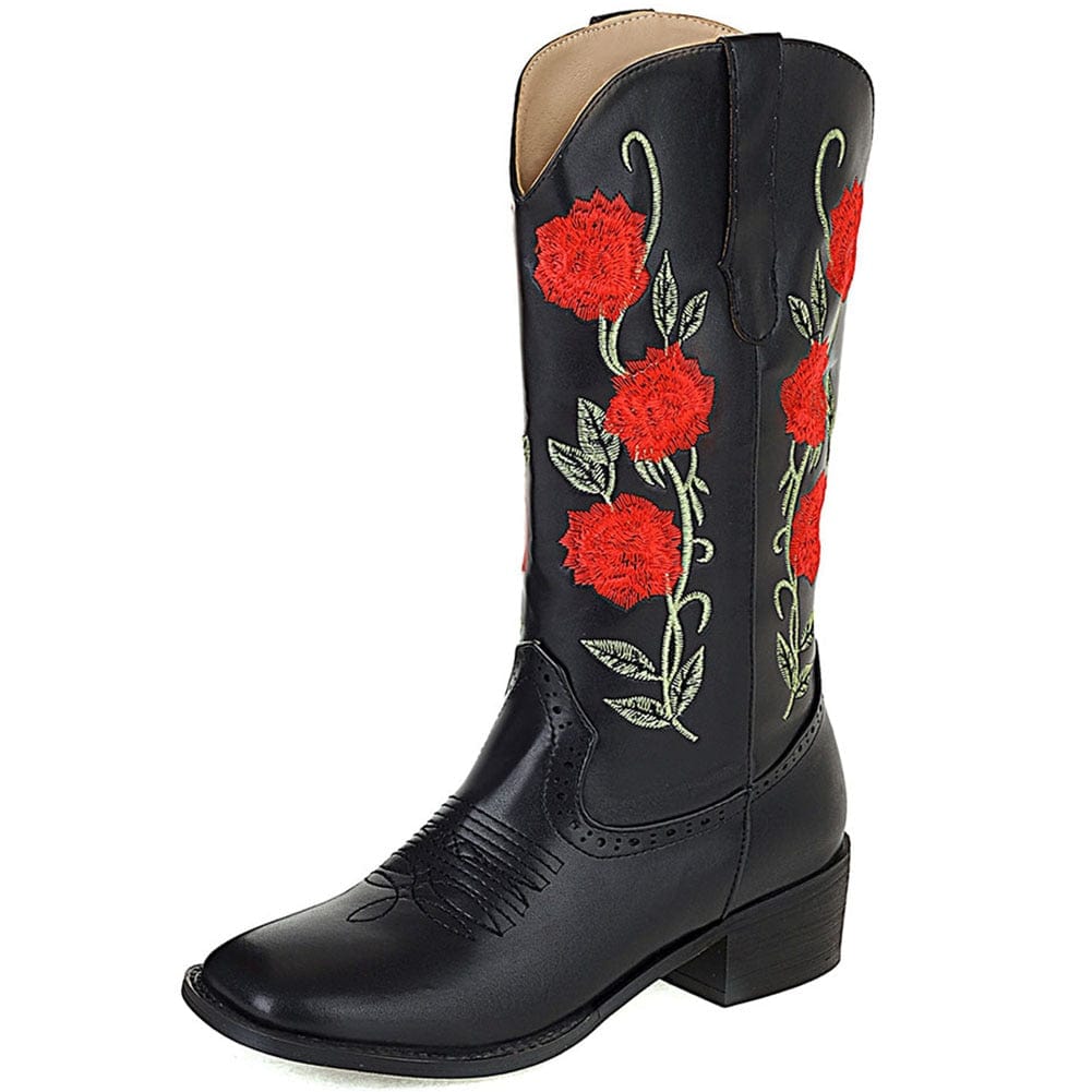 Roses Embroidered Cowboy Boots