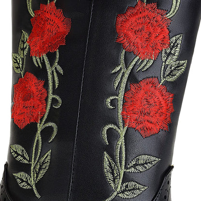 Roses Embroidered Cowboy Boots