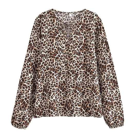 Leopard Print Long Sleeve Blouse