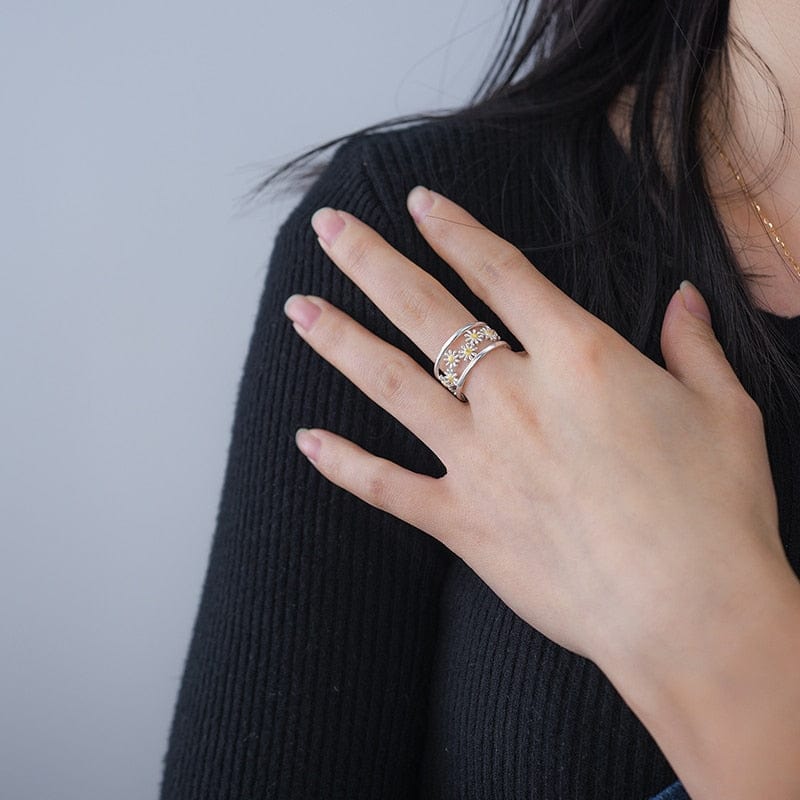 S925 Sterling Silver Daisy Ring