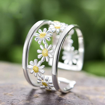 S925 Sterling Silver Daisy Ring