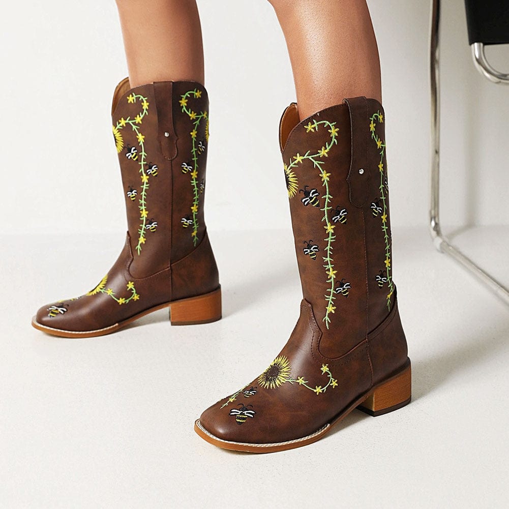 Sunflower Field Cowboy Boots