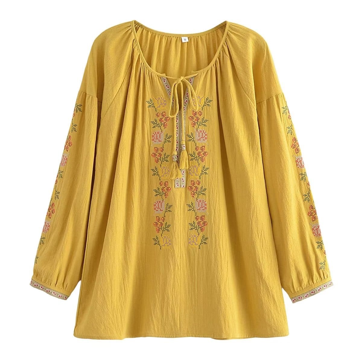 Boho Blossom Embroidered Blouse