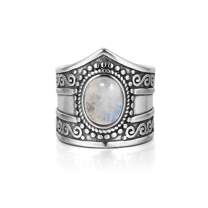 S925 Sterling Silver Rainbow Moonstone Ring