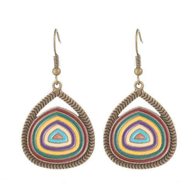 Multicolor Round Pendant Earrings