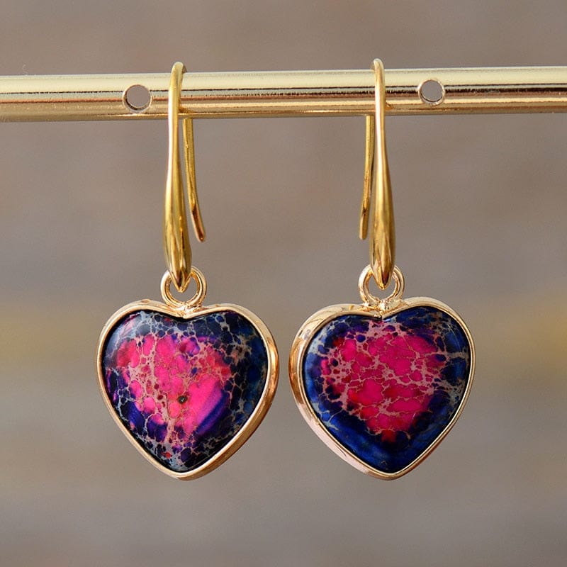 Heart Shape Natural Crystal Dangle Earrings