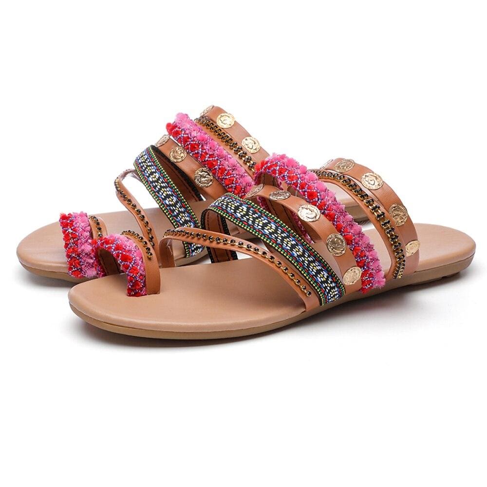 Bohemian Strappy Flat Sandals