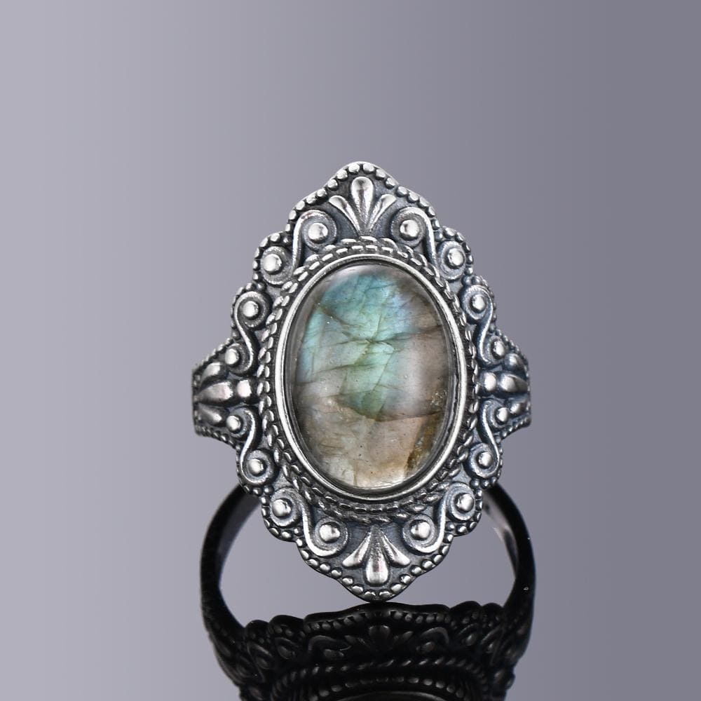 S925 Sterling Silver Oval Gemstone Ring