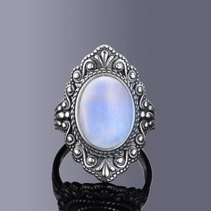 S925 Sterling Silver Oval Gemstone Ring