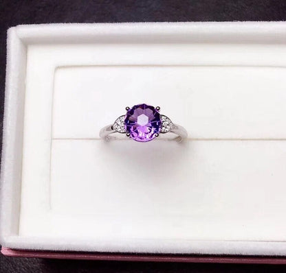 925 Sterling Silver Natural Amethyst Ring