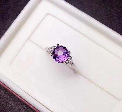 925 Sterling Silver Natural Amethyst Ring