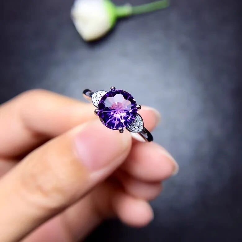 925 Sterling Silver Natural Amethyst Ring