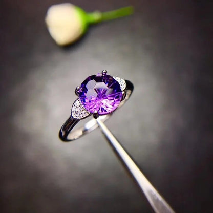 925 Sterling Silver Natural Amethyst Ring