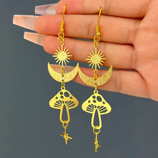 Mystical Mushroom Drop Earrings