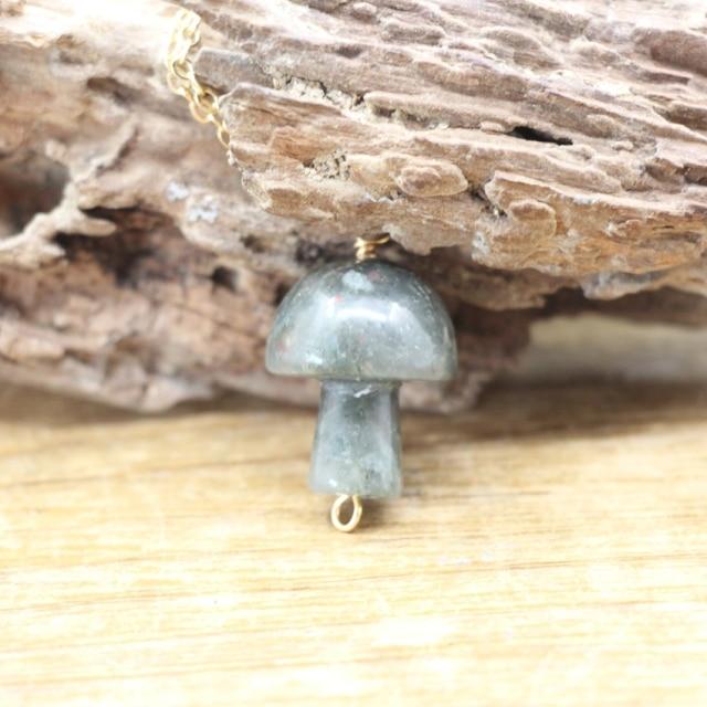 Tiny Mushroom Crystal Chain Necklace