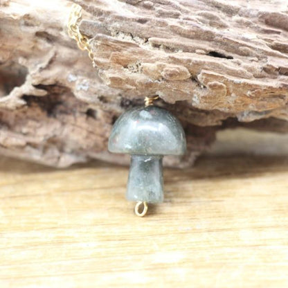 Tiny Mushroom Crystal Chain Necklace