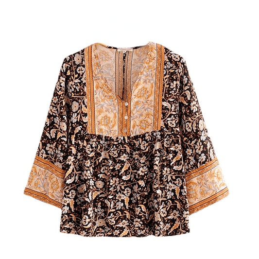 Amabel Boho Blouse in Black