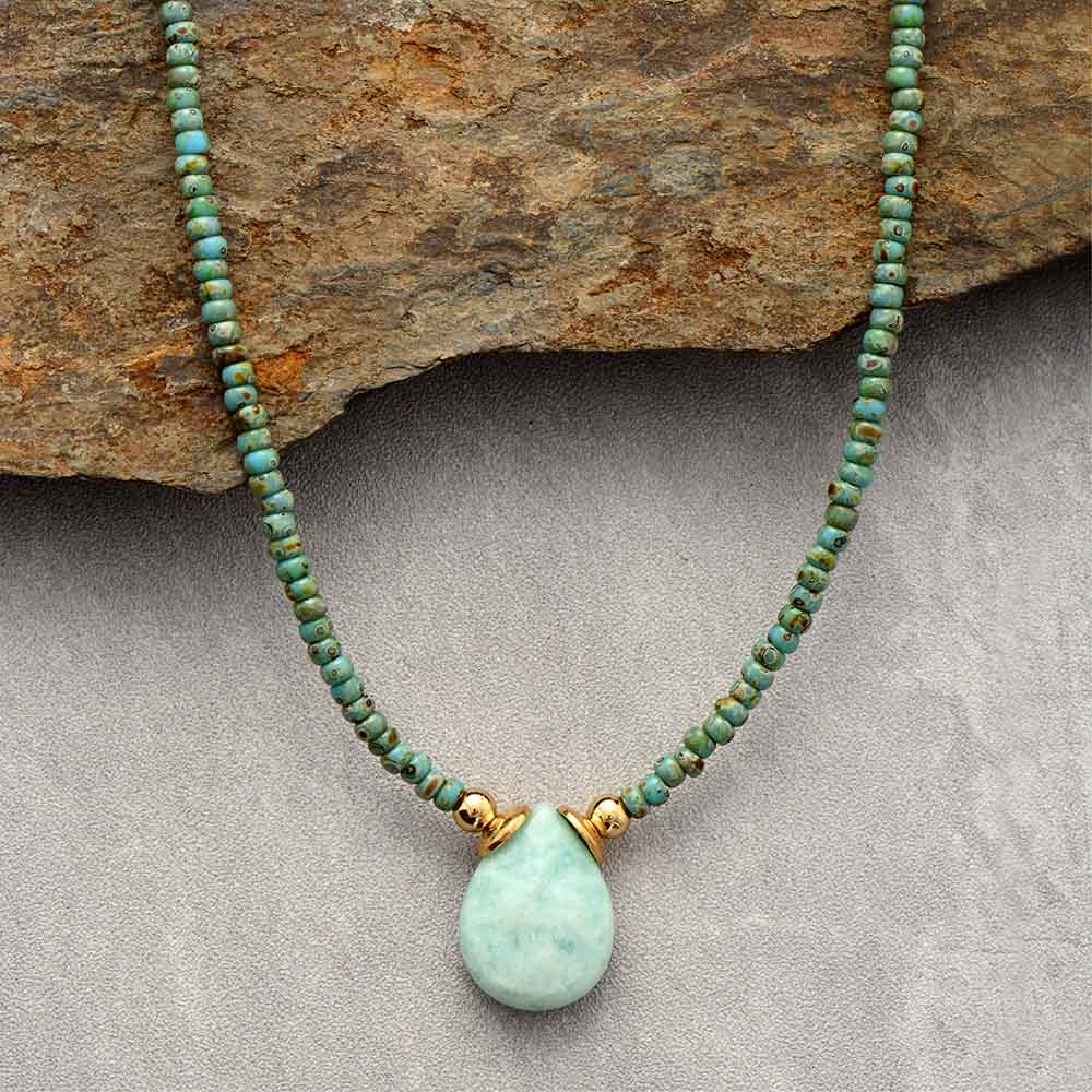 Earth Teardrop Boho Necklace