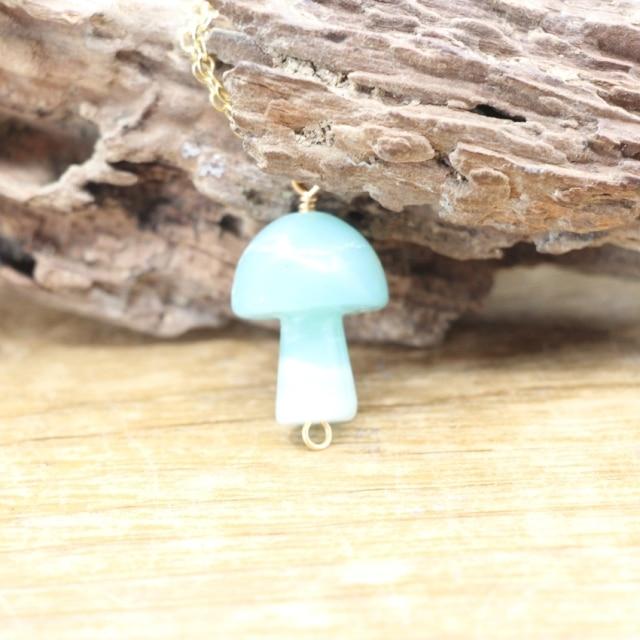 Tiny Mushroom Crystal Chain Necklace