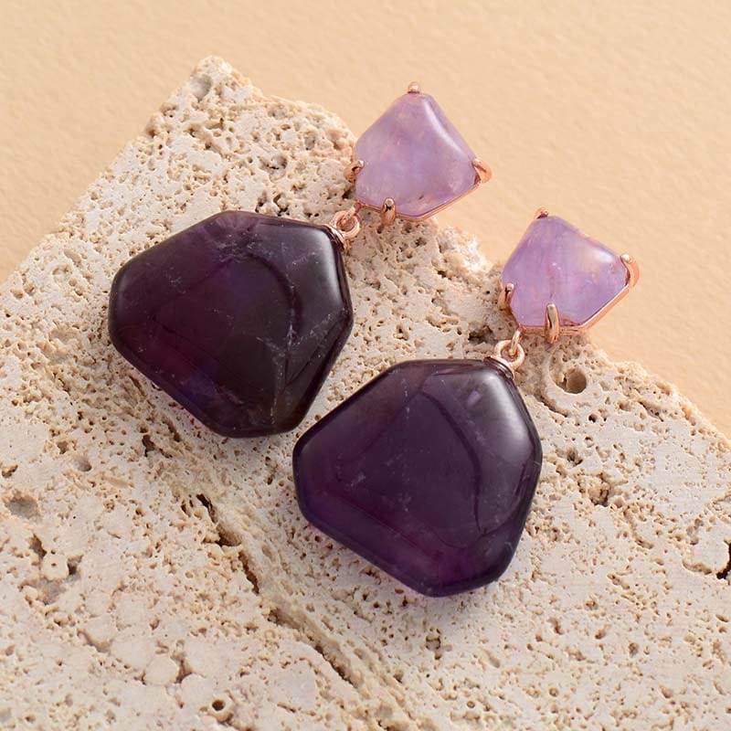 Amethyst - Tiger Eye Stud Earring