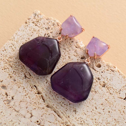 Amethyst - Tiger Eye Stud Earring