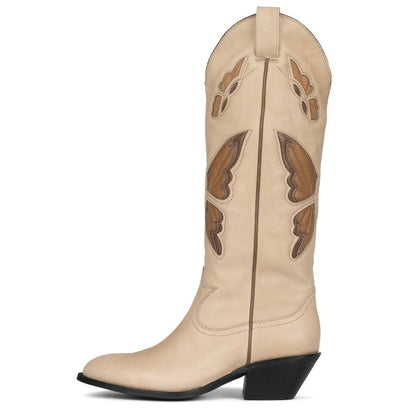 Bessy Embroidery Butterfly Western Boots