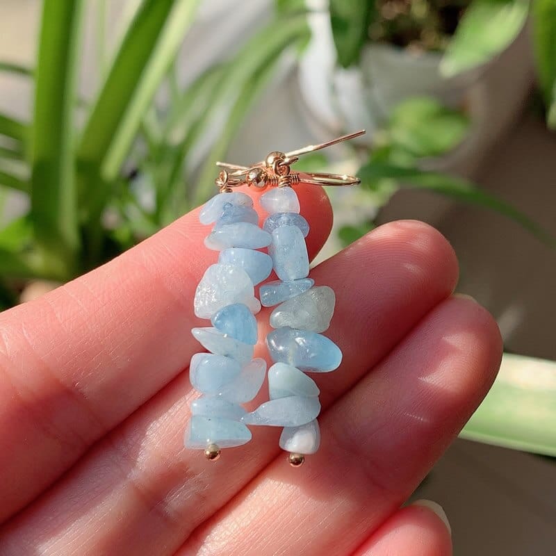 Natural Crystal Gravel Chips Earrings