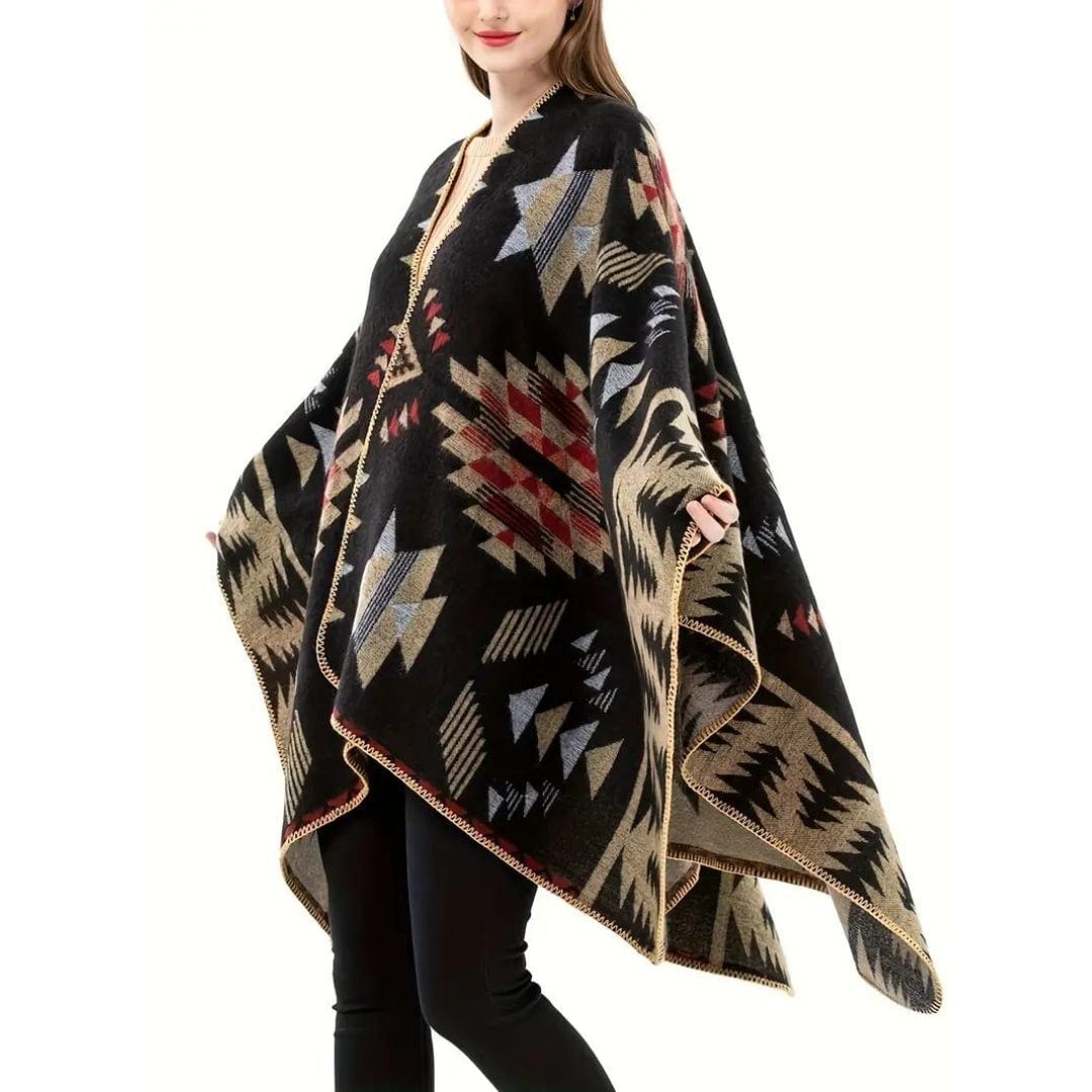 Aztec Print Poncho