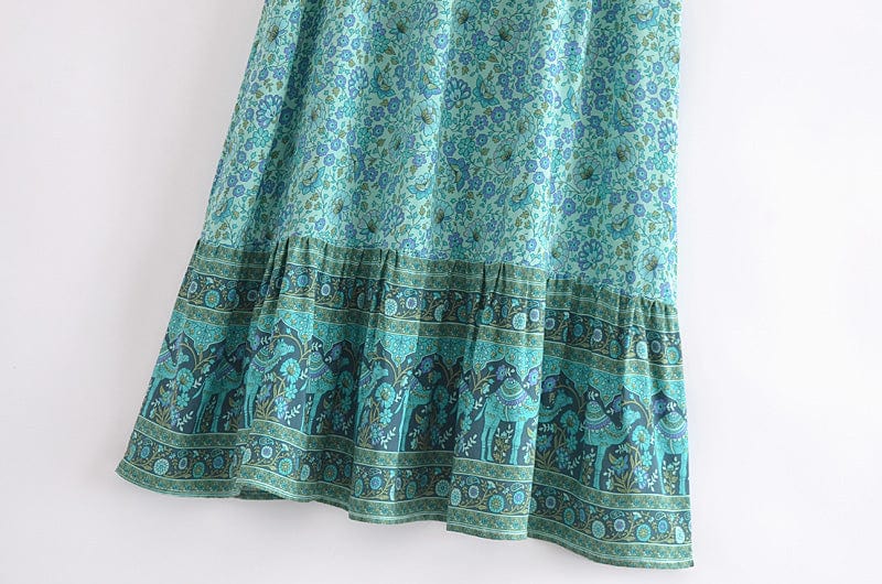 Azure Boho Maxi Skirt