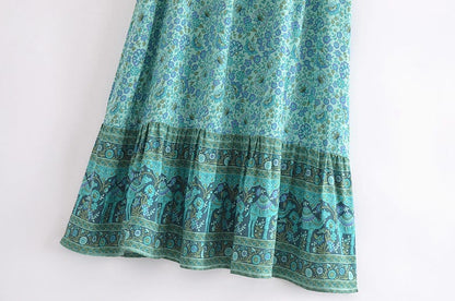 Azure Boho Maxi Skirt