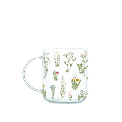 Grass & Flowers Glass Mug