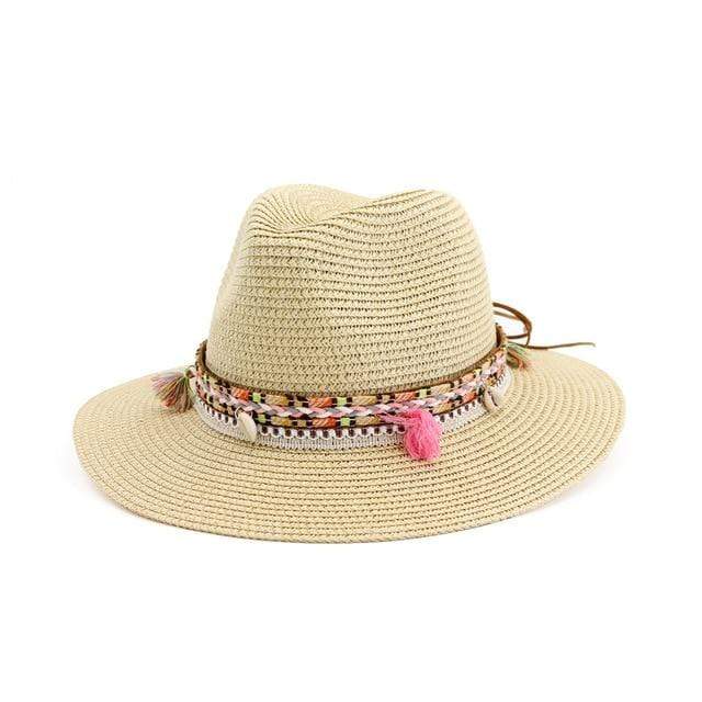 Braid Shells And Tassels Sun Panama Hat