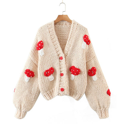 Mushroom Embroidered Cardigan