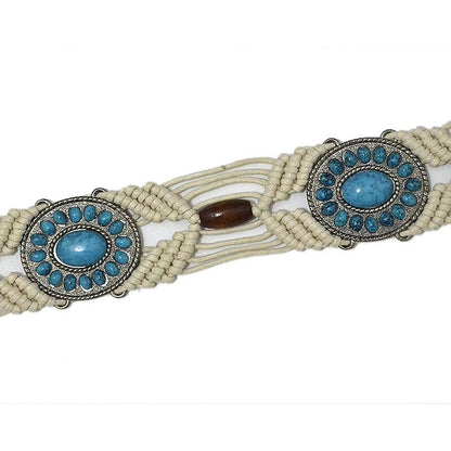 Rillen Macrame Belt With Turquoise Stones