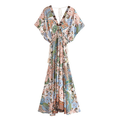 Mali Peacock Floral Maxi Dress