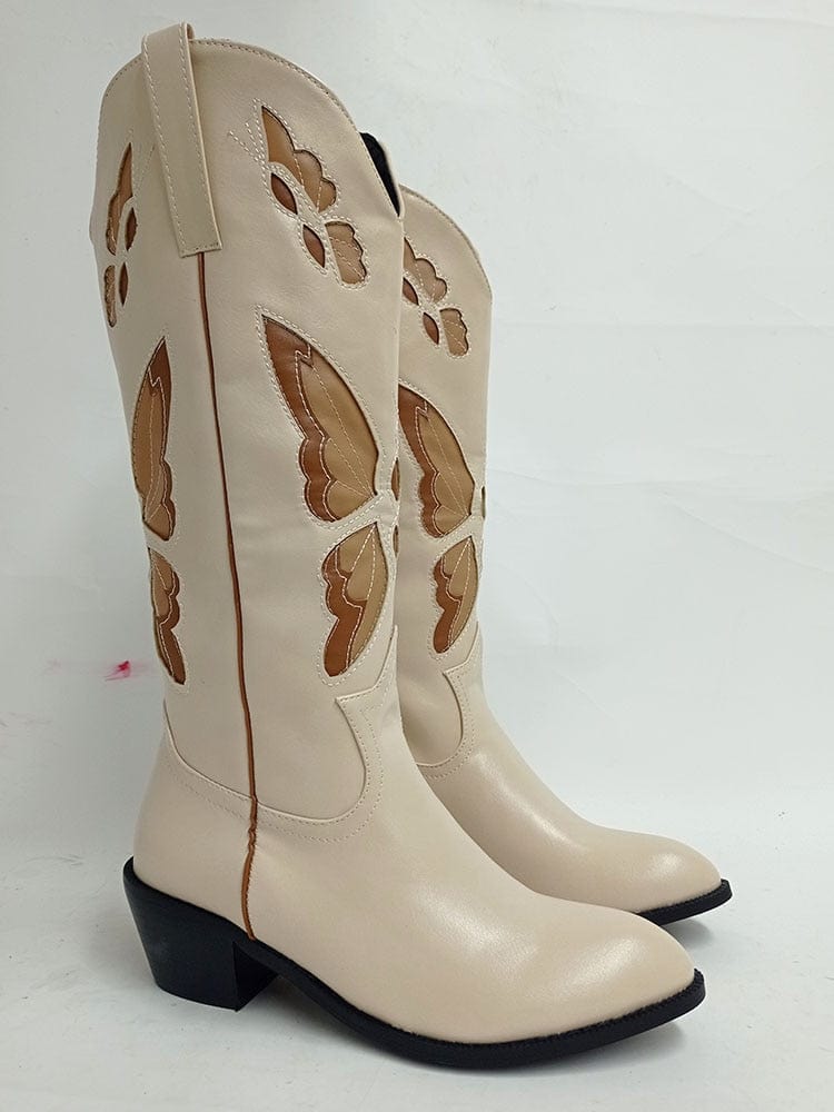 Bessy Embroidery Butterfly Western Boots