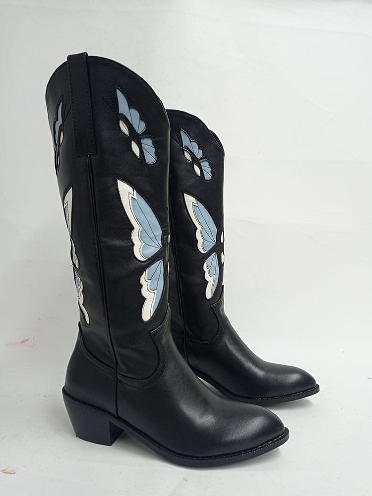 Bessy Embroidery Butterfly Western Boots