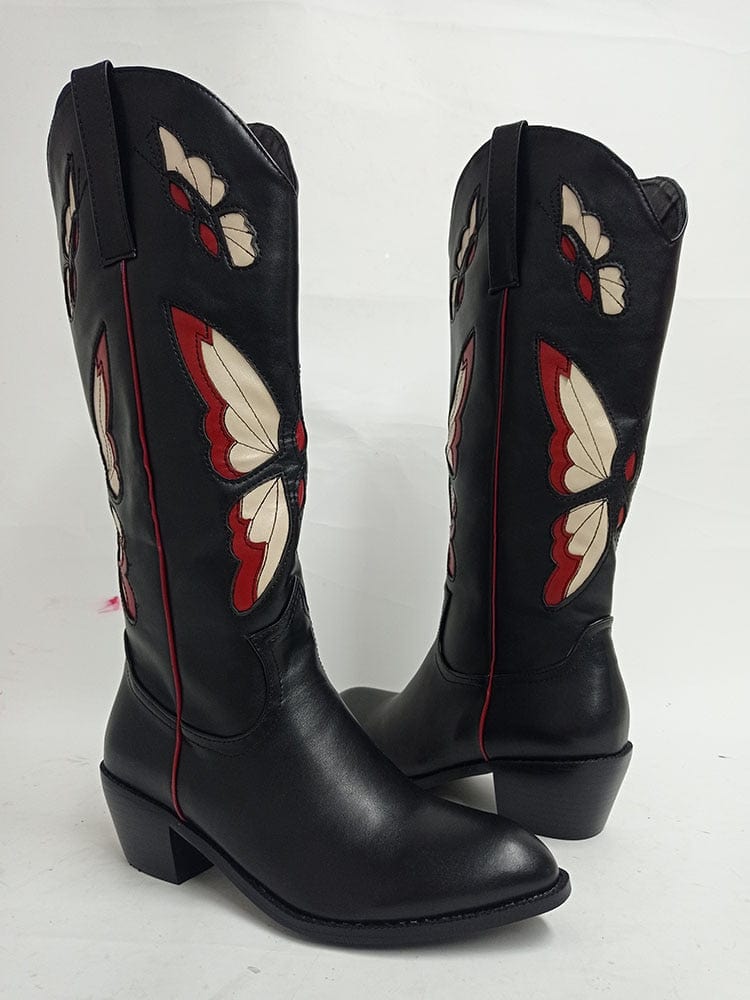 Bessy Embroidery Butterfly Western Boots